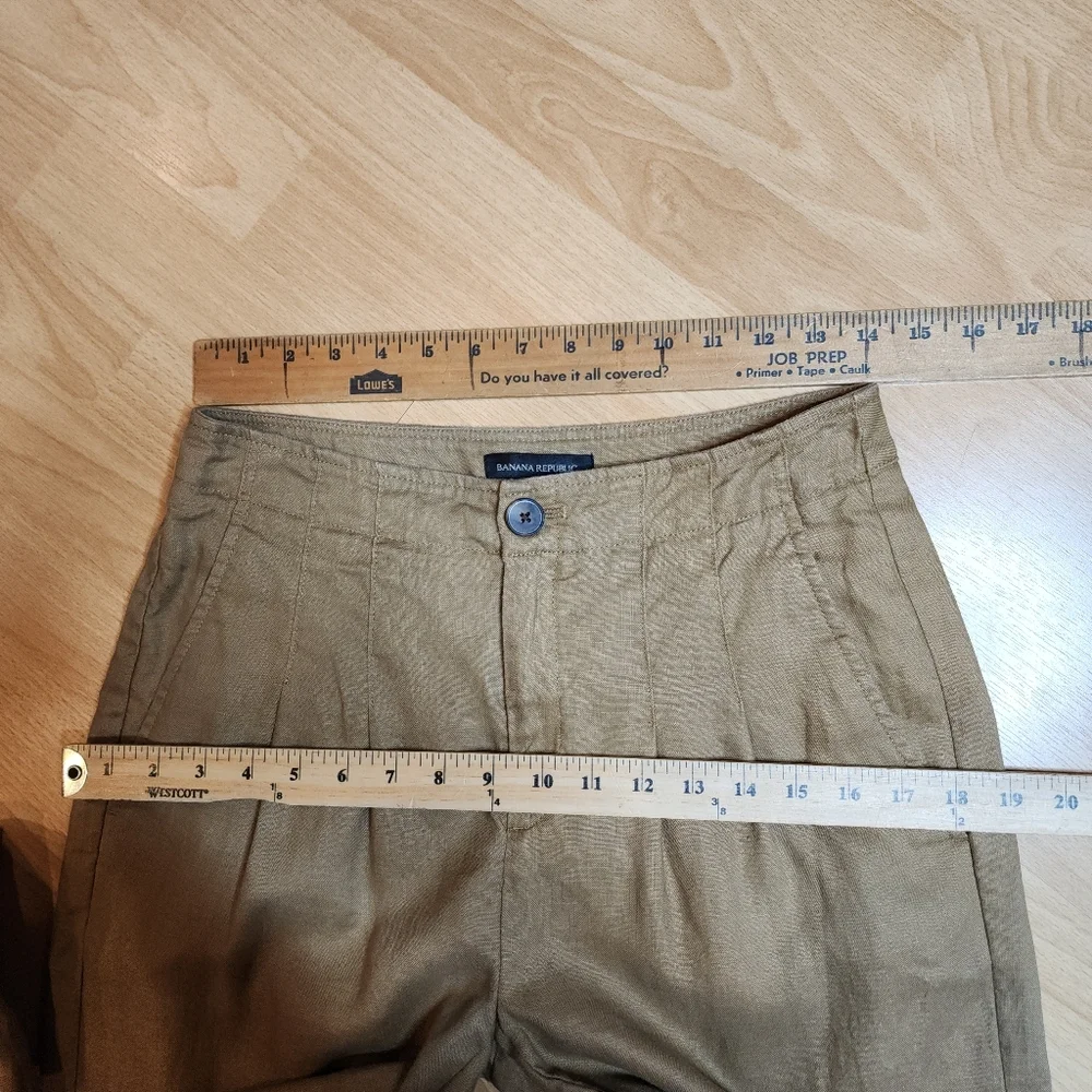 Banana‎ Republic Linen High Rise Pleated Tan Pants Women's Size 4